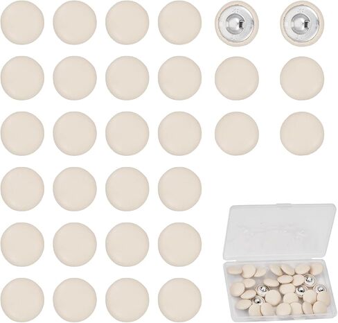 30 PCS 20mm Faux Leather Covered Button, Beige PU Leather Round Buttons with Shank, Sew On Upholstery Knitting DIY Handcraft Decoration for Sewing Making Supplies in Kuwait