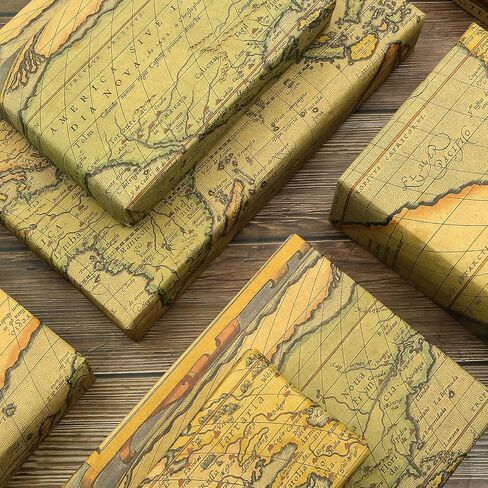 Unique Antique Vintage Ancient Retro World Map Sailing Map Brown Kraft Paper Folded Flat 4 Sheets 16 sq. ft. ttl For Traveller Libraries Bookcover Christmas Hanukka Pirates Theme Gift Wrapping in Saudi Arabia