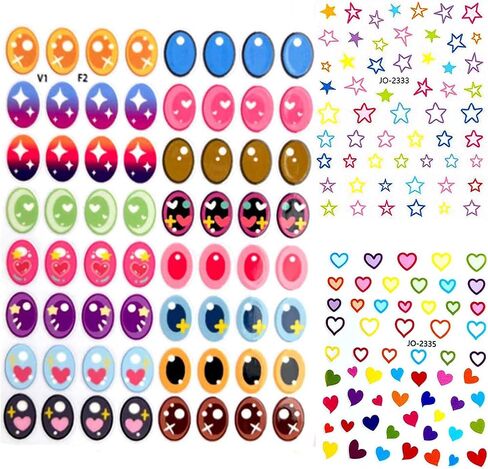 32 Pairs Eye Stickers Decorative for 17cm Dolls, Cute Cartoon Eye Stickers for DIY 17cm Dolls (F1) in Saudi Arabia