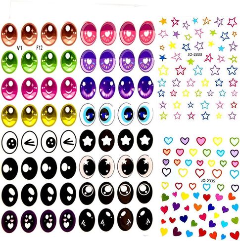 32 Pairs Eye Stickers Decorative for 17cm Dolls, Cute Cartoon Eye Stickers for DIY 17cm Dolls (F1) in Saudi Arabia