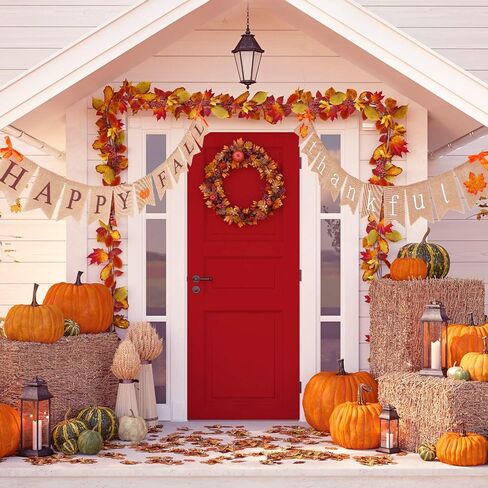 2 قطعان هابي سقوط لافتة شاكرين لافتة الشكر لافتة عيد الشكر لطفح Mantle Pumpkin Maple Leaf Garland لخريف عيد الشكر ديكور in Saudi Arabia