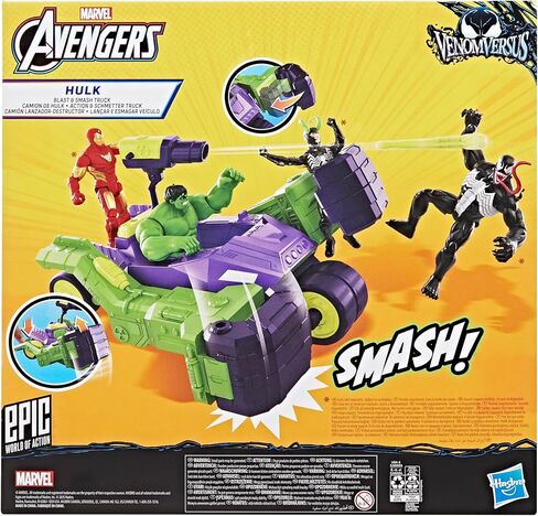 AVENGERS Marvel VenomVersus Epic World of Action Hulk Blast & Smash Truck Figure & Vehicle Set, 4-Inch Super Hero Toys for Kids Ages 4+ in Saudi Arabia
