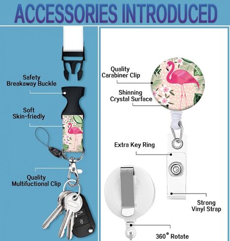 ID Badge Holder with Retractable Lanyard, Badge Holders Reel with 360 Degrees Rotate Carabiner Clip for Women, Teachers, Nurses, Doctor,Students, Office(Pink Plaid) in Saudi Arabia