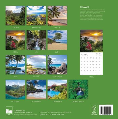 2026 Wall Calendar | 12" x 24" Open | Nature Photography Thick & Sturdy Paper for Organizing & Planning | Office Kitchen Decor or Gift | Pacific Waters Press (Hawaii) in Saudi Arabia