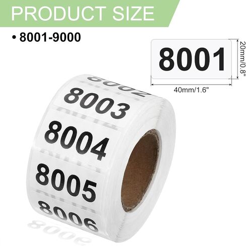 ملصقات الأرقام المتتالية UXCELL ، 4001-5000 أرقام ملصقات الجرد العلامات اللاصقة العلامات العلامات للتخزين لتنظيم مربع العلامات على لوازم الأعمال ، بيضاء in Saudi Arabia