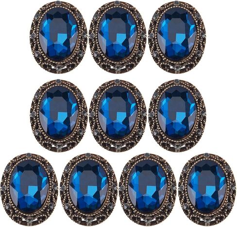 GorgeCraft 10pcs كاملة البيضاوي قطع الزركون الزركون وحجر الراين الخمر النحاس هول جوفاء المعادن أزرار المعطف in Saudi Arabia