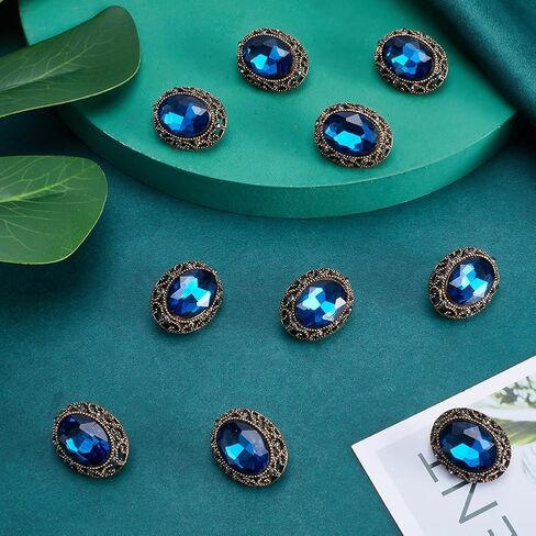 GorgeCraft 10pcs كاملة البيضاوي قطع الزركون الزركون وحجر الراين الخمر النحاس هول جوفاء المعادن أزرار المعطف in Saudi Arabia
