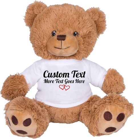 Teesandtankyou مخصص Teddy Bear 8 بوصة مع نص مخصص ، هدية مخصصة للذكرى ، التخرج ، عيد الميلاد ، القميص الأبيض المحشو بني محشو CT in Saudi Arabia
