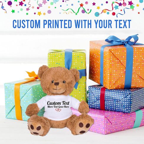 Teesandtankyou مخصص Teddy Bear 8 بوصة مع نص مخصص ، هدية مخصصة للذكرى ، التخرج ، عيد الميلاد ، القميص الأبيض المحشو بني محشو CT in Saudi Arabia