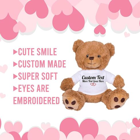 Teesandtankyou مخصص Teddy Bear 8 بوصة مع نص مخصص ، هدية مخصصة للذكرى ، التخرج ، عيد الميلاد ، القميص الأبيض المحشو بني محشو CT in Saudi Arabia