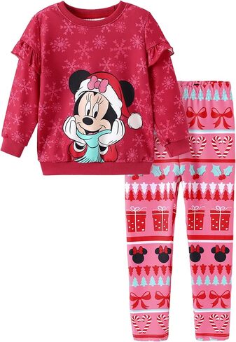 Disney Frozen Minnie Mouse Stitch Princess Fall Toddler Girl Outfit 2 Piece Girl Clothes Long Sleeve Sweatshirt and Leggings in Kuwait