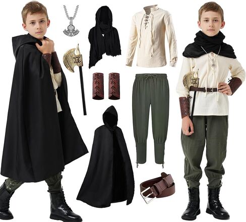 8 أجهزة كمبيوتر مصورة من العصور الوسطى للأولاد عصر النهضة Viking Pirate Tunic Outfit للأطفال in Kuwait