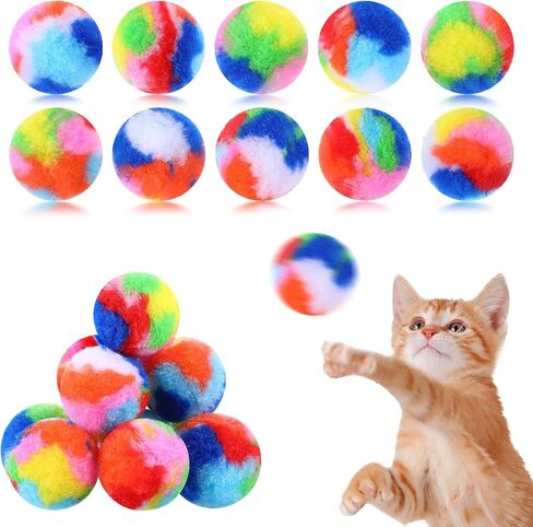 20 PCS Cat Wrestling Toy Puppet Pom poms toy kitty yarn puffs phortsort plush small plush balls soft balls duzzy kitty training for cat play pet stressing in Kuwait