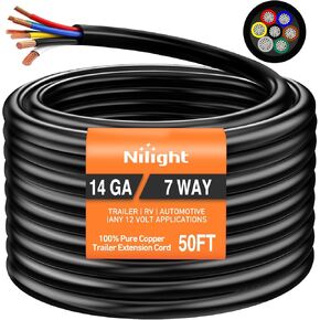 Nilight - 50048R 7 طريقة صندوق توصيل المقطورة الكهربائية 7 عصابة موصل سلك موصل صندوق توصيل مقاوم للطقس لإعادة توصيل أسلاك التخييم RV القوافل قارب 7 صندوق توصيل كابل القطب، ضمان لمدة عامين in Kuwait