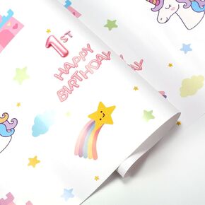 10 أوراق ورقة عيد ميلاد أول ورقة لفتيات ، 27x16 بوصة الأولى الوردي عيد ميلاد سعيد ورقة التغليف ورقة لالتقاط الحفلات استحمام الطفل غلاف الهدية (النمط 3) in Kuwait