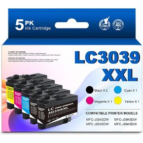 LC3039 LC3039XXL (5Pack, BK/C/M/Y) Ultra High Yield Ink Cartridges Replacement for Brother LC3037 XXL LC3039 Work for MFC-J5945DW MFC-J6945DW MFC-J6545DW MFC-J5845DW Printer in Saudi Arabia