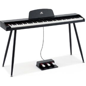 MUSTAR بيانو رقمي 88 مفتاحًا شبه مرجح للمبتدئين، 88 مفتاحًا بيانو لوحة مفاتيح مرجحة مع حامل، لوحة مفاتيح بيانو كهربائية كاملة الحجم 88 مفتاحًا، 129 صوتًا، حافظة، دواسة مستدامة، USB MIDI، أسود in Kuwait