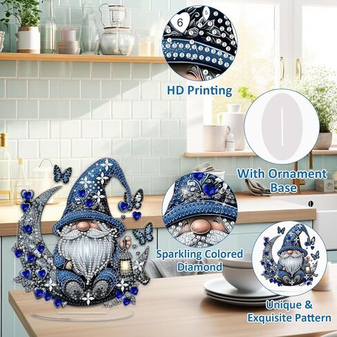 SENQAO Gnome Diamond Art Desktop Ornaments Kits for Adults Beginners, 5D Special Shape Diamond Art Painting Animals Tabletop Ornaments, Crystal Gem Art Painting for Home Table Decor Crafts Gift in Saudi Arabia