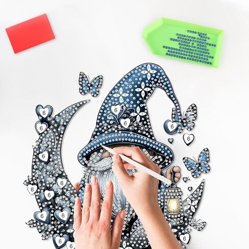 SENQAO Gnome Diamond Art Desktop Ornaments Kits for Adults Beginners, 5D Special Shape Diamond Art Painting Animals Tabletop Ornaments, Crystal Gem Art Painting for Home Table Decor Crafts Gift in Saudi Arabia