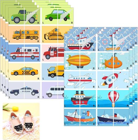 ملصقات الأحذية للأطفال مع فيلم واقٍ شفاف 60pcs اليسرى اليمين ملصقات حذرة مقاومة للماء ملصقات أحذية قوس قزح مقاومة للماء لعيد الميلاد يوم عيد ميلاد الطفل شارات التعلم المبكر in Kuwait