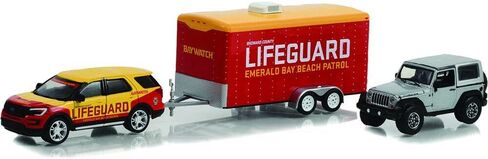 Greenlight 31150-B Hollywood Hitch & Tow Series 11 - Baywatch - 2016 Explorer Emerald Bay Beach Patrol Lifeguard with 2013 Wrangler Rubicon 1:64 Scale in Saudi Arabia