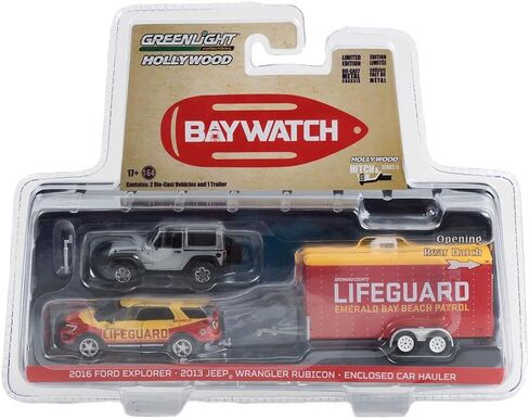 Greenlight 31150-B Hollywood Hitch & Tow Series 11 - Baywatch - 2016 Explorer Emerald Bay Beach Patrol Lifeguard with 2013 Wrangler Rubicon 1:64 Scale in Saudi Arabia