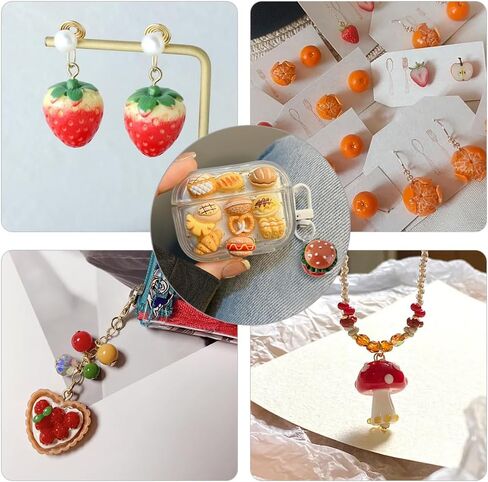 PH Pandahall 52pcs 3d فاكهة الراتنج سحر الراتينج السريع راتنجات ، قلادة ، الفراولة برتقالية خبز الخضار الهامبرغر المعلق in Saudi Arabia