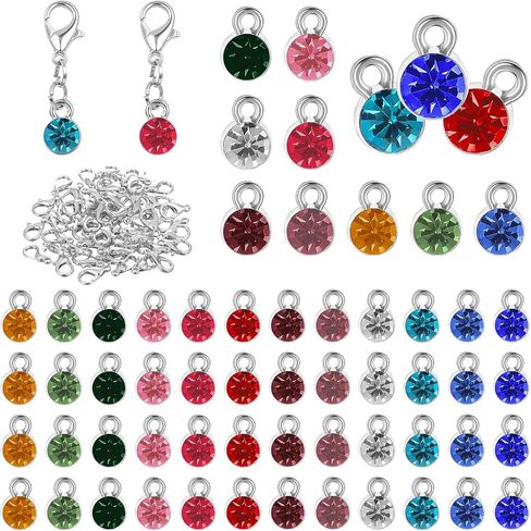 120 قطعة من السحر الكريستالي من أجل صنع المجوهرات ، سوار DIY المصنوع يدويًا Crystal Birthstone Beads Bling Round Charms Earrings Mostory Fin in Kuwait