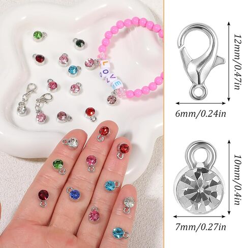 120 قطعة من السحر الكريستالي من أجل صنع المجوهرات ، سوار DIY المصنوع يدويًا Crystal Birthstone Beads Bling Round Charms Earrings Mostory Fin in Kuwait