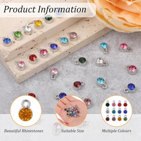 120 قطعة من السحر الكريستالي من أجل صنع المجوهرات ، سوار DIY المصنوع يدويًا Crystal Birthstone Beads Bling Round Charms Earrings Mostory Fin in Kuwait