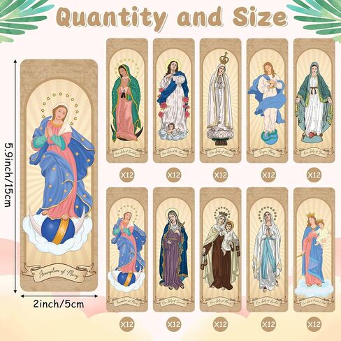 Ticiaga Catholic Bible Denermark - 60pcs Borkmark Christian Virgin Mary لمحبي الكتب ، عذراء العذراء Mary Page Marker للطلاب ، هدايا الكنيسة المسيحية لمدرسة الأحد in Kuwait