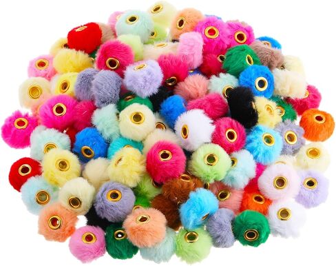 200 pcs Faux Faux Fur Pom Poms حبات مختلطة ألوان ناعمة غامضة حبات الفواصل للانتفاخ لأقلام DIY مجوهرات الأقراط أساور سلسلة مفتاحية حقيبة حرفية in Saudi Arabia