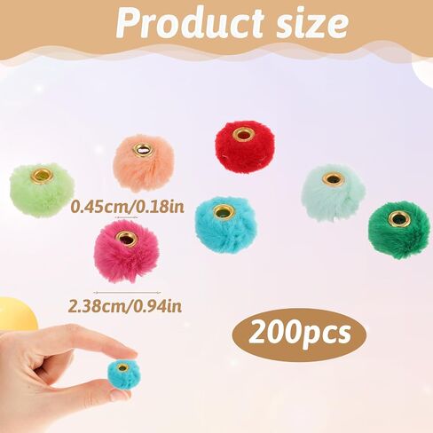 200 pcs Faux Faux Fur Pom Poms حبات مختلطة ألوان ناعمة غامضة حبات الفواصل للانتفاخ لأقلام DIY مجوهرات الأقراط أساور سلسلة مفتاحية حقيبة حرفية in Saudi Arabia
