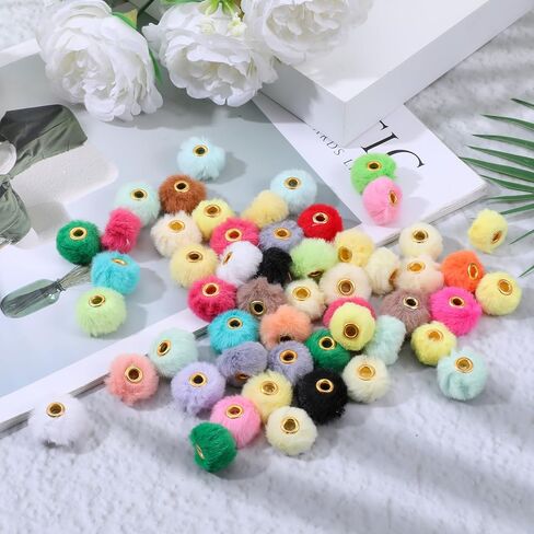 200 pcs Faux Faux Fur Pom Poms حبات مختلطة ألوان ناعمة غامضة حبات الفواصل للانتفاخ لأقلام DIY مجوهرات الأقراط أساور سلسلة مفتاحية حقيبة حرفية in Saudi Arabia