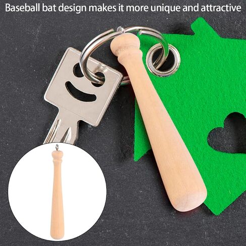 EXCEART 50pcs Wooden Baseball Bat Charm Keychain Pendants for DIY Keychain Key Rings Craft Supplies in Saudi Arabia