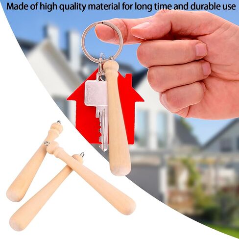 EXCEART 50pcs Wooden Baseball Bat Charm Keychain Pendants for DIY Keychain Key Rings Craft Supplies in Saudi Arabia
