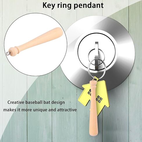 EXCEART 50pcs Wooden Baseball Bat Charm Keychain Pendants for DIY Keychain Key Rings Craft Supplies in Saudi Arabia