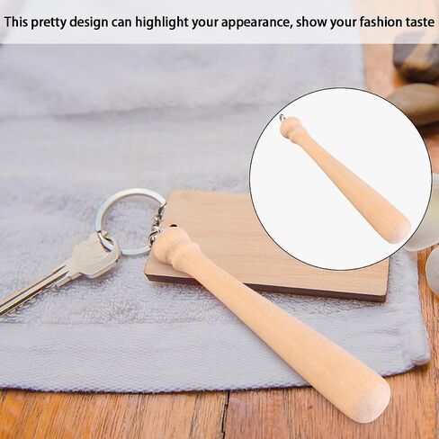 EXCEART 50pcs Wooden Baseball Bat Charm Keychain Pendants for DIY Keychain Key Rings Craft Supplies in Saudi Arabia