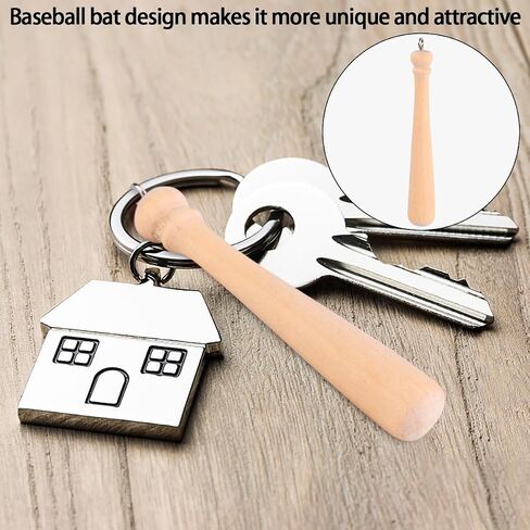 EXCEART 50pcs Wooden Baseball Bat Charm Keychain Pendants for DIY Keychain Key Rings Craft Supplies in Saudi Arabia