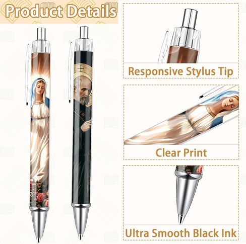 Catholic Saints Ballpoint Pens - 10 Pcs Christian Religious Pens Set Bible Jesus Christ Virgin Mary Retractable Ball Point Pen Gifts for Women Men Church Office Stationery School Supplies in Saudi Arabia