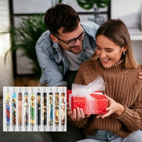 Catholic Saints Ballpoint Pens - 10 Pcs Christian Religious Pens Set Bible Jesus Christ Virgin Mary Retractable Ball Point Pen Gifts for Women Men Church Office Stationery School Supplies in Saudi Arabia