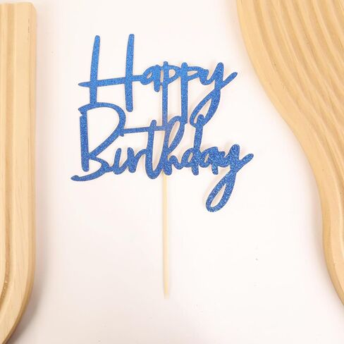كعكة عيد ميلاد سعيد توببر - Glitter Blue Blue Birthdy Cake Top Decorations (Blue Dark) in Kuwait