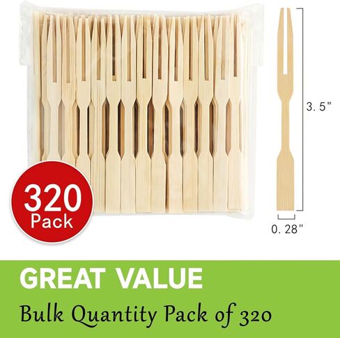 Ohumirt 320 PCS Bamboo Appetizer Forks, 3.5 Inches Disposable Mini Forks Cocktail Forks Party Toothpicks for Appetizer, Charcuterie, Fruit in Kuwait