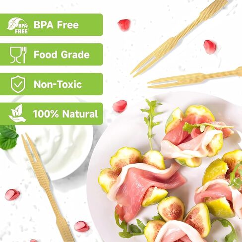Ohumirt 320 PCS Bamboo Appetizer Forks, 3.5 Inches Disposable Mini Forks Cocktail Forks Party Toothpicks for Appetizer, Charcuterie, Fruit in Kuwait