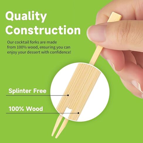 Ohumirt 320 PCS Bamboo Appetizer Forks, 3.5 Inches Disposable Mini Forks Cocktail Forks Party Toothpicks for Appetizer, Charcuterie, Fruit in Kuwait
