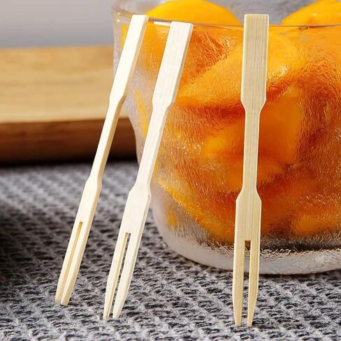Ohumirt 320 PCS Bamboo Appetizer Forks, 3.5 Inches Disposable Mini Forks Cocktail Forks Party Toothpicks for Appetizer, Charcuterie, Fruit in Kuwait
