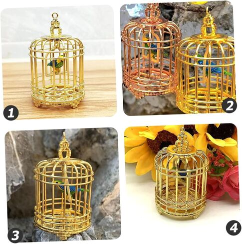 Balacoo Vintage Dollhouse Birdcage: 1:12 Scale Miniature Bird Cage Ornament, Miniature Dollhouse Accessories (Golden) in Saudi Arabia