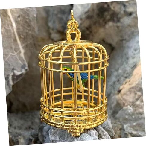 Balacoo Vintage Dollhouse Birdcage: 1:12 Scale Miniature Bird Cage Ornament, Miniature Dollhouse Accessories (Golden) in Saudi Arabia