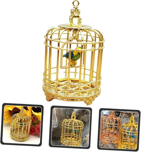 Balacoo Vintage Dollhouse Birdcage: 1:12 Scale Miniature Bird Cage Ornament, Miniature Dollhouse Accessories (Golden) in Saudi Arabia