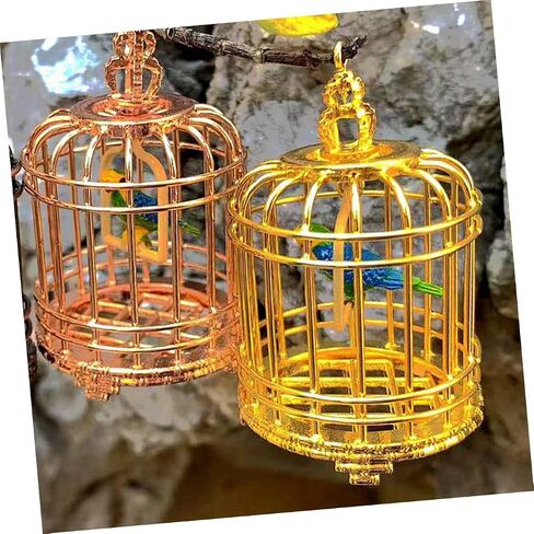 Balacoo Vintage Dollhouse Birdcage: 1:12 Scale Miniature Bird Cage Ornament, Miniature Dollhouse Accessories (Golden) in Saudi Arabia